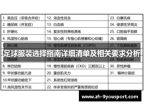 足球服装选择指南详细清单及相关要求分析